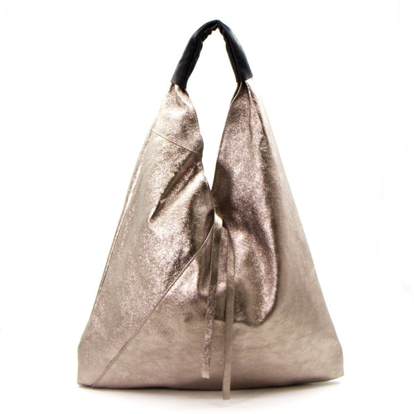Italian real leather slouchy handbag with black handle