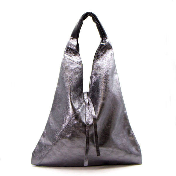 Italian real leather slouchy handbag with black handle