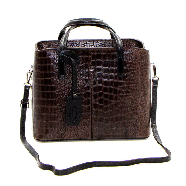 Italian real leather smart structured handbag