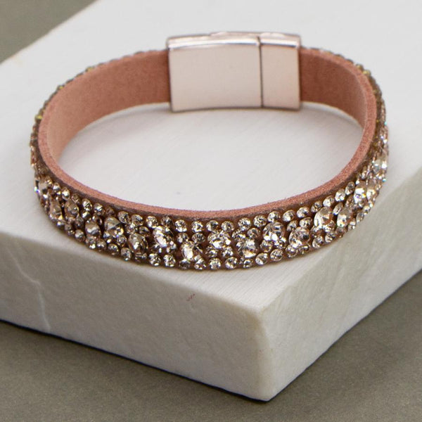 Crystal encrusted bracelet with magnetic clasp