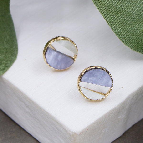 Gold plated circle studs with shell elements