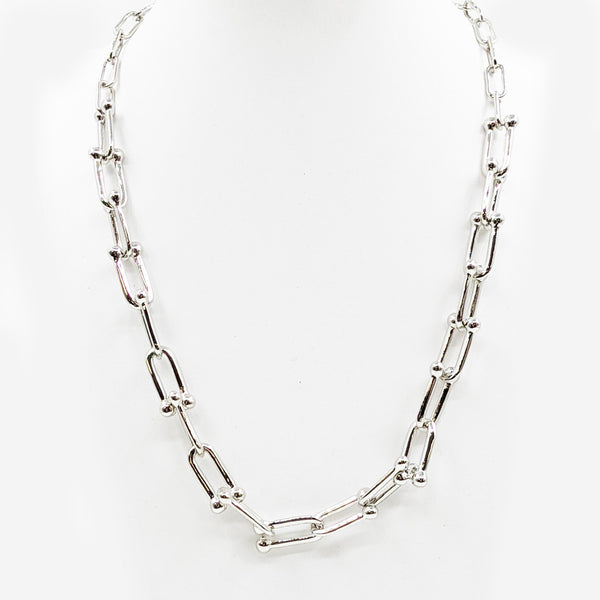 Contemporary ball and link necklace