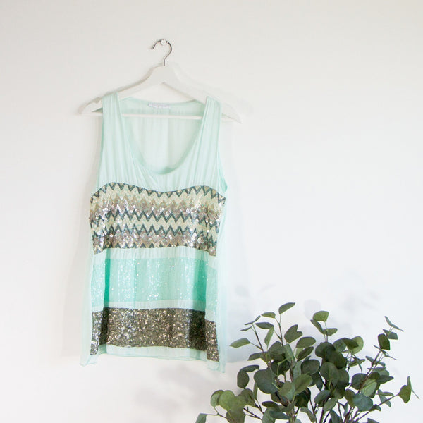 Aztec zig zag sequin detail dressy top - Clothing