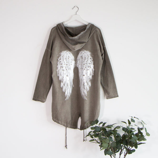 Free sized jacket with angel motif back - Clothing