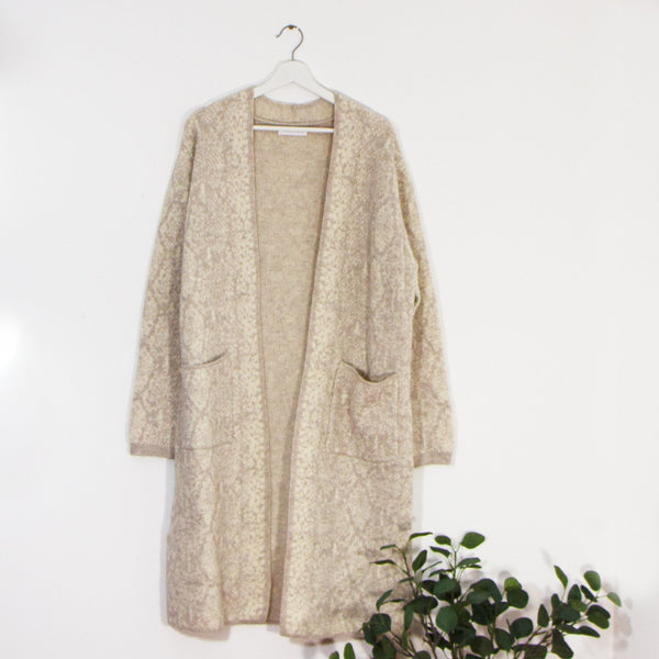 Long length luxury knitted cardi with snake design and pockets - Clothing