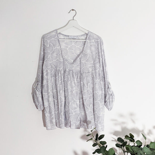 Light weight cotton boho top with tassel tie