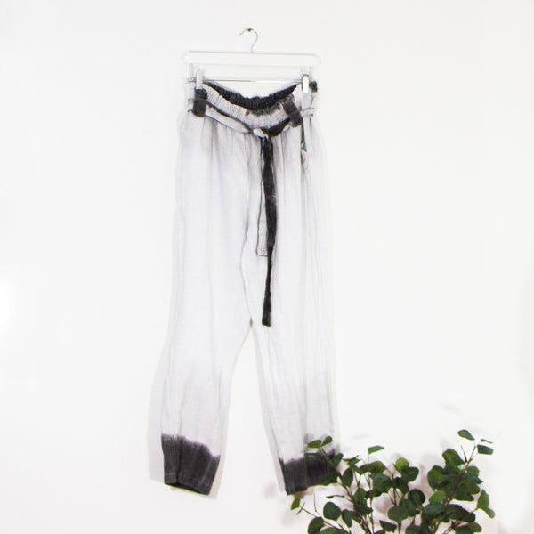 Linen straight leg dip dye trousers