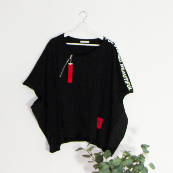 Designer inspired subtle parker panels, shoulder text and zip