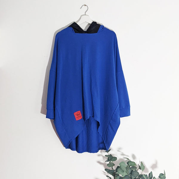Hooded high low top with zip detail and graffiti print back