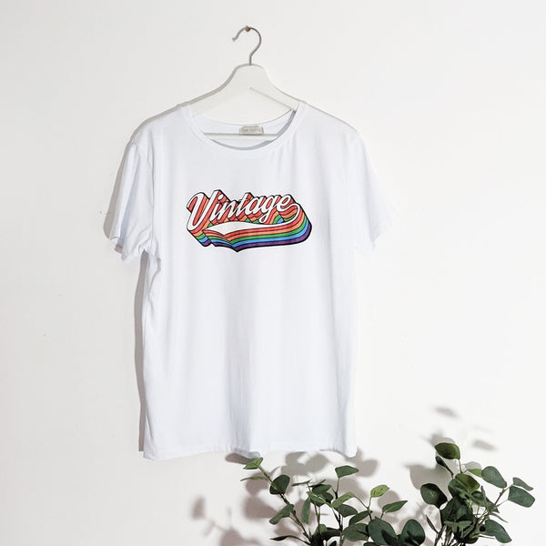 Rainbow 'Vintage' print T-shirt